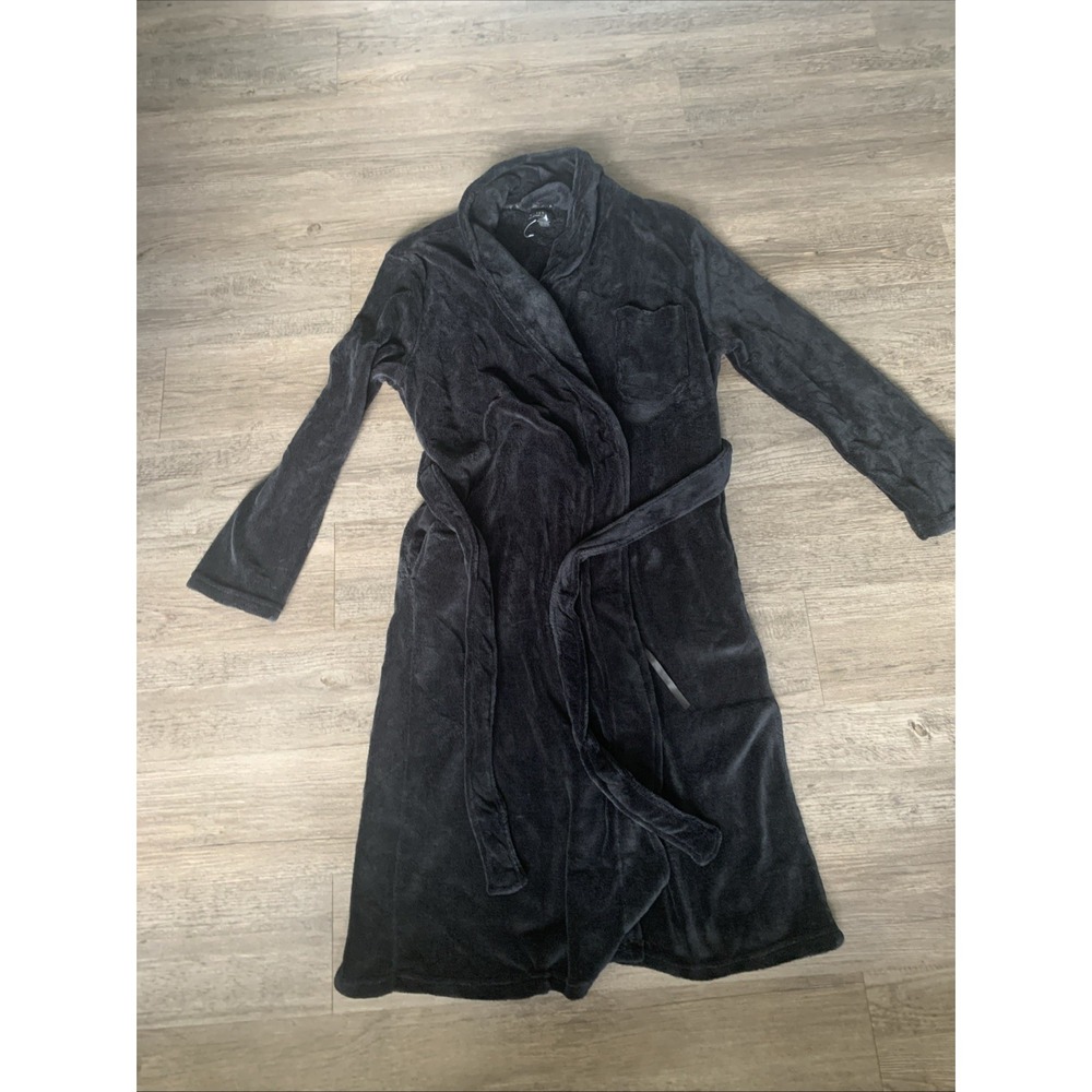 Silver Lilly Women's Black Full Length Luxury Plush Bathrobe NWT L/XL
